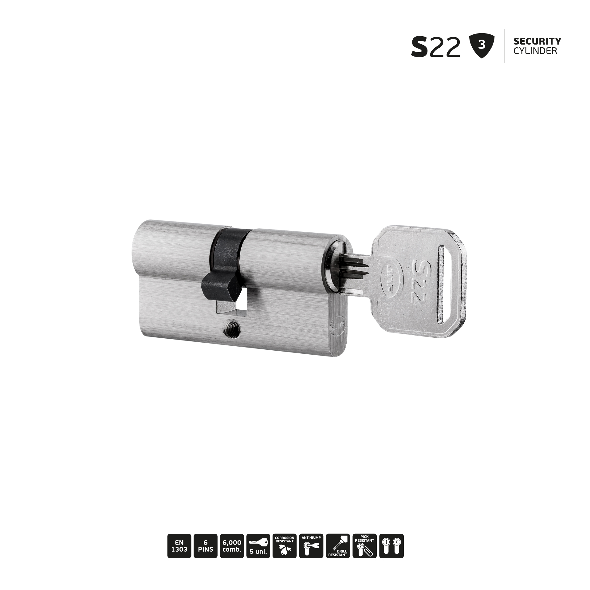 Cilindro de segurança IN.19.S22.915 Níquel Satinado