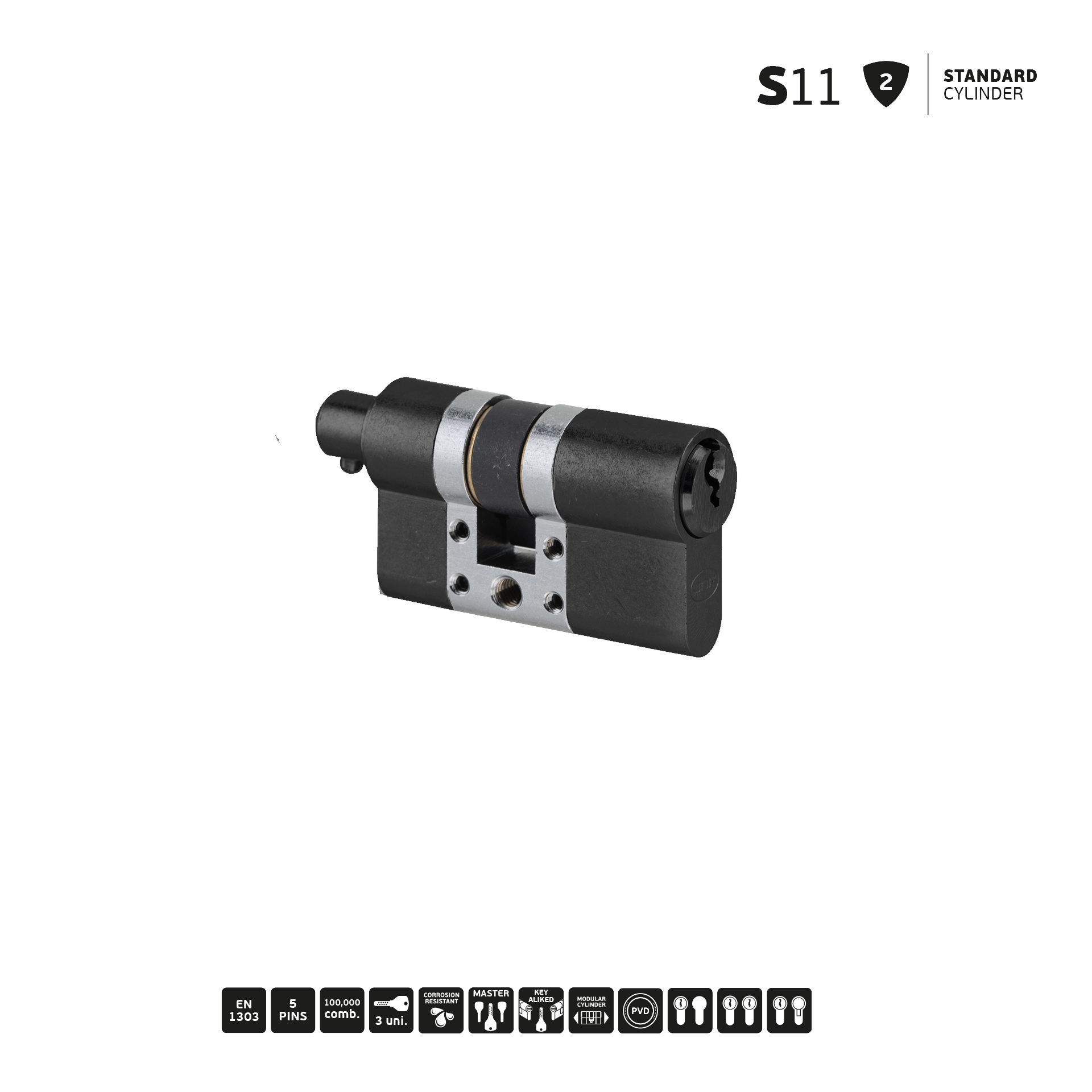 Cilindro Standard Modular IN.19.S11.10.40.SB.TB PVD Titanium Black