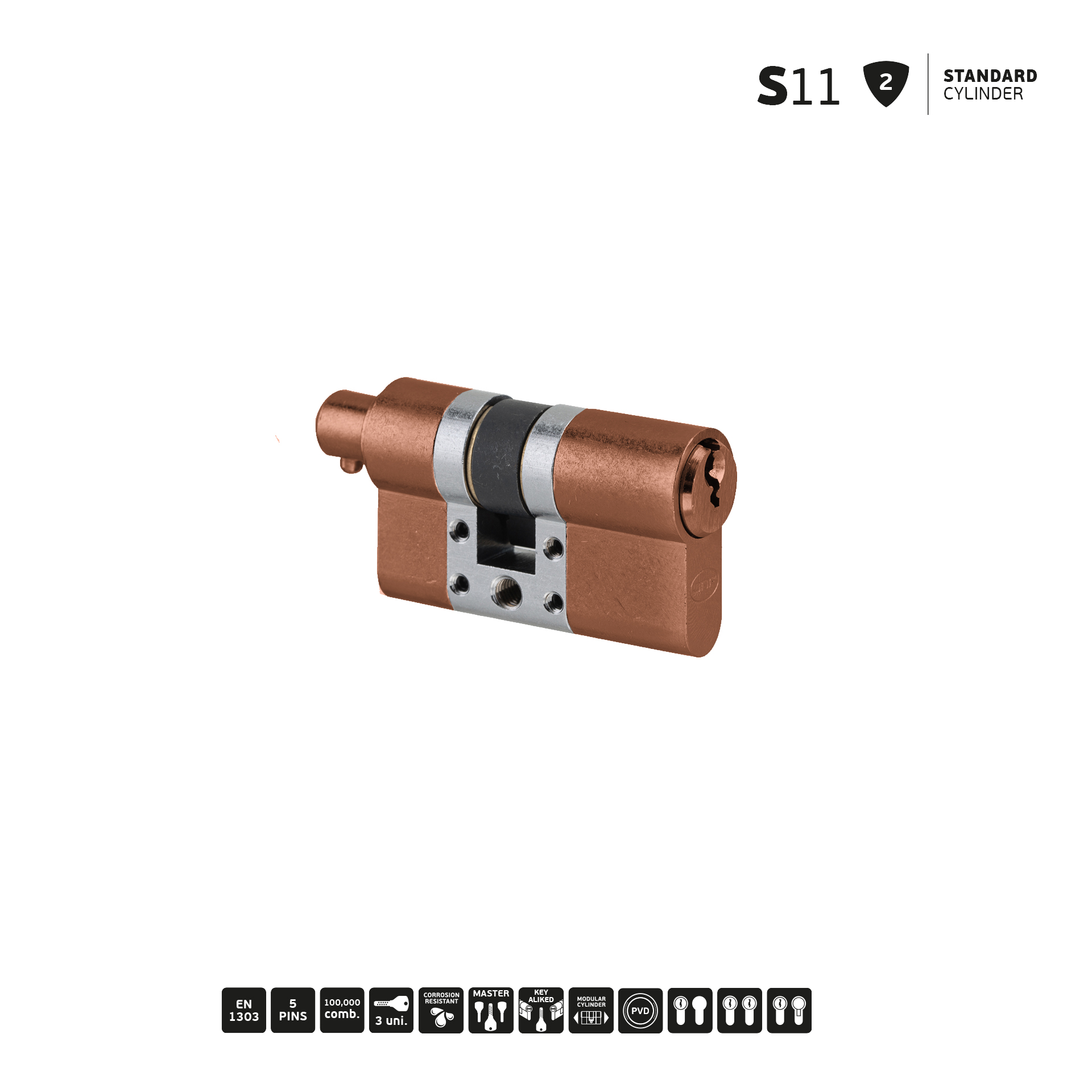 Cilindro Standard Modular IN.19.S11.10.40.SB.TCO PVD Titanium Copper