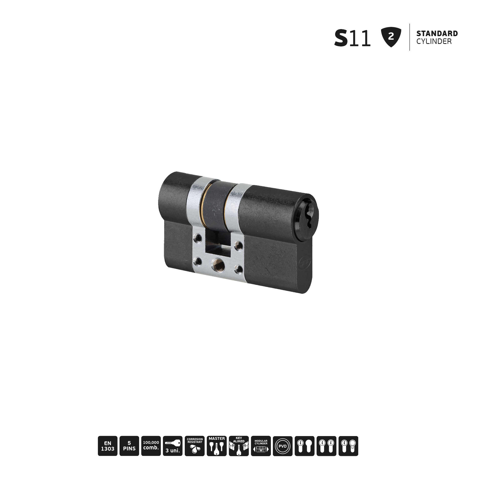 Cilindro Standard Modular IN.19.S11.10.30.TB PVD Titanium Black